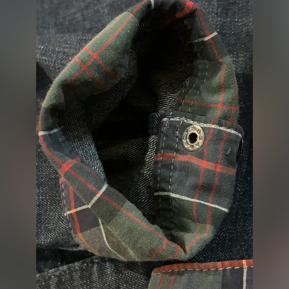 Tommy Hilfiger Dark Blue Jean Jacket with Plaid Accents - Picture 9 of 15